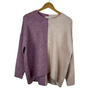 Pinch Color Block Sweater Sz M Pullover Knitwear Casual Comfy Pastel Cozy Purple